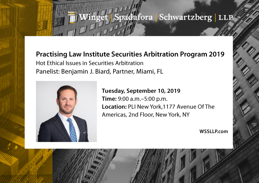 Benjamin Biard to join panel at PLI’s Securities Arbitration program in NYC